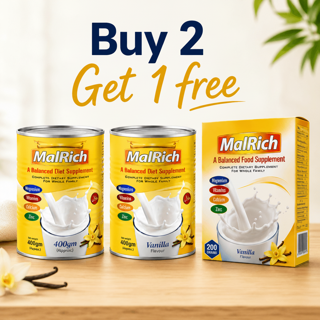 MalRich Healthy Weight Gain Milk Powder – Buy 2 Get 1 Free Malrich Supplement