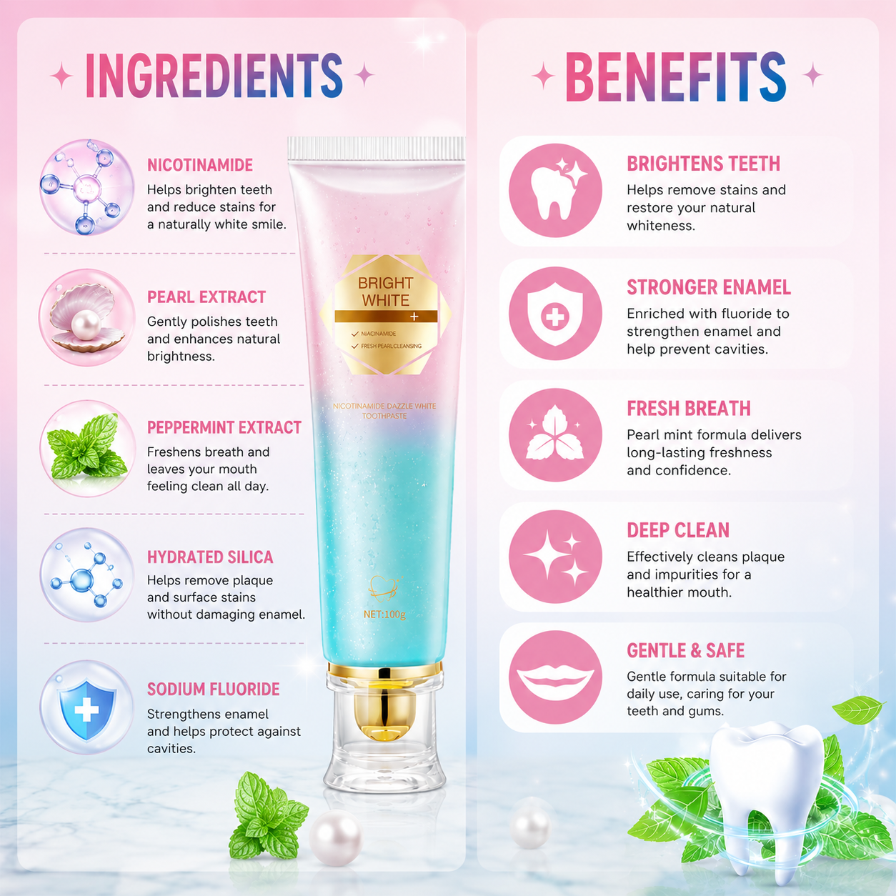 Bright White Nicotinamide Dazzle White Toothpaste