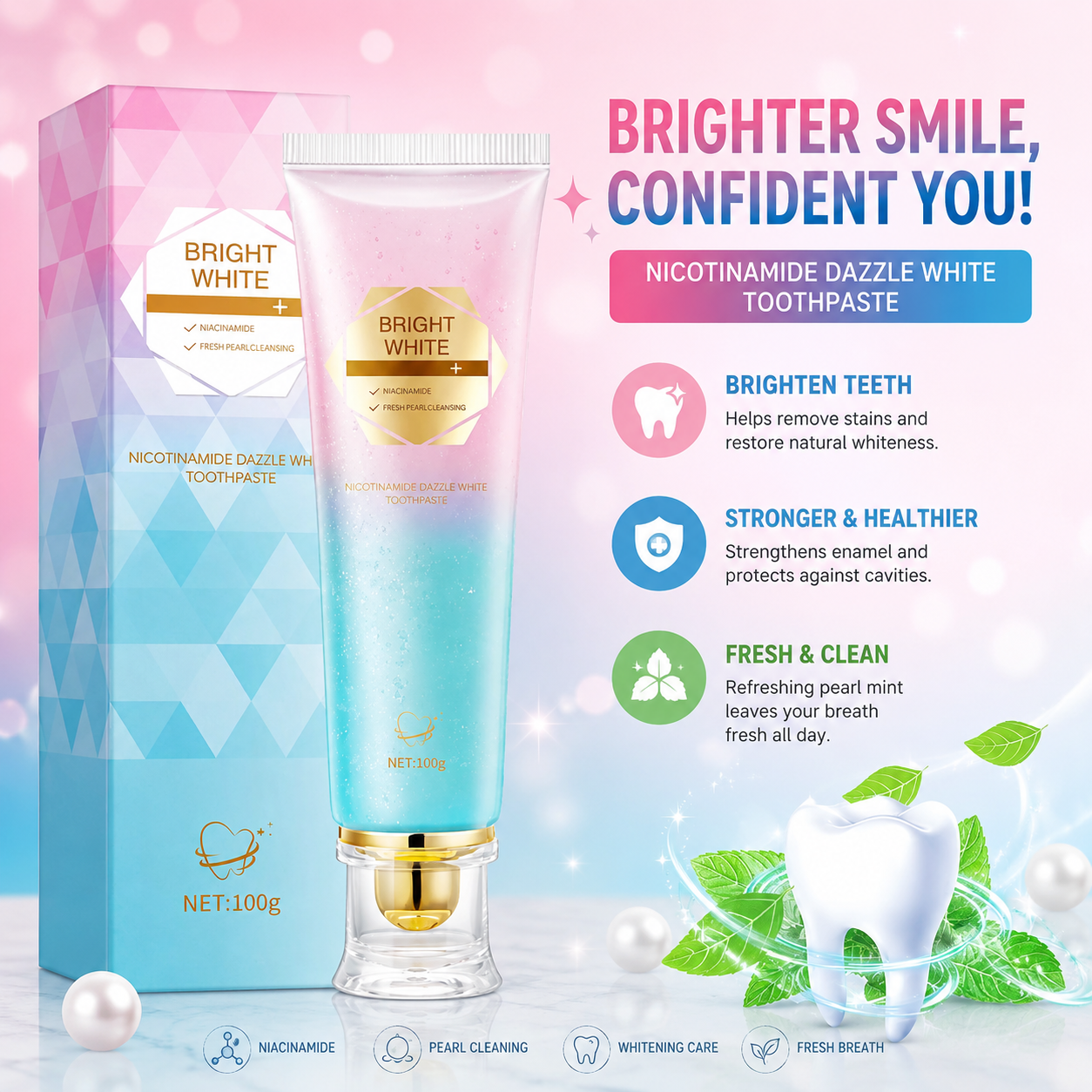 Bright White Nicotinamide Dazzle White Toothpaste