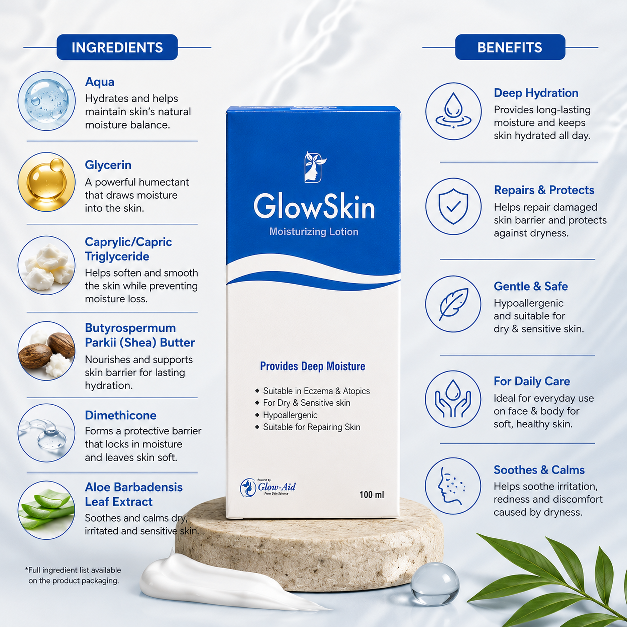 GlowSkin Moisturizing Lotion – Deep Hydration for Sensitive Skin