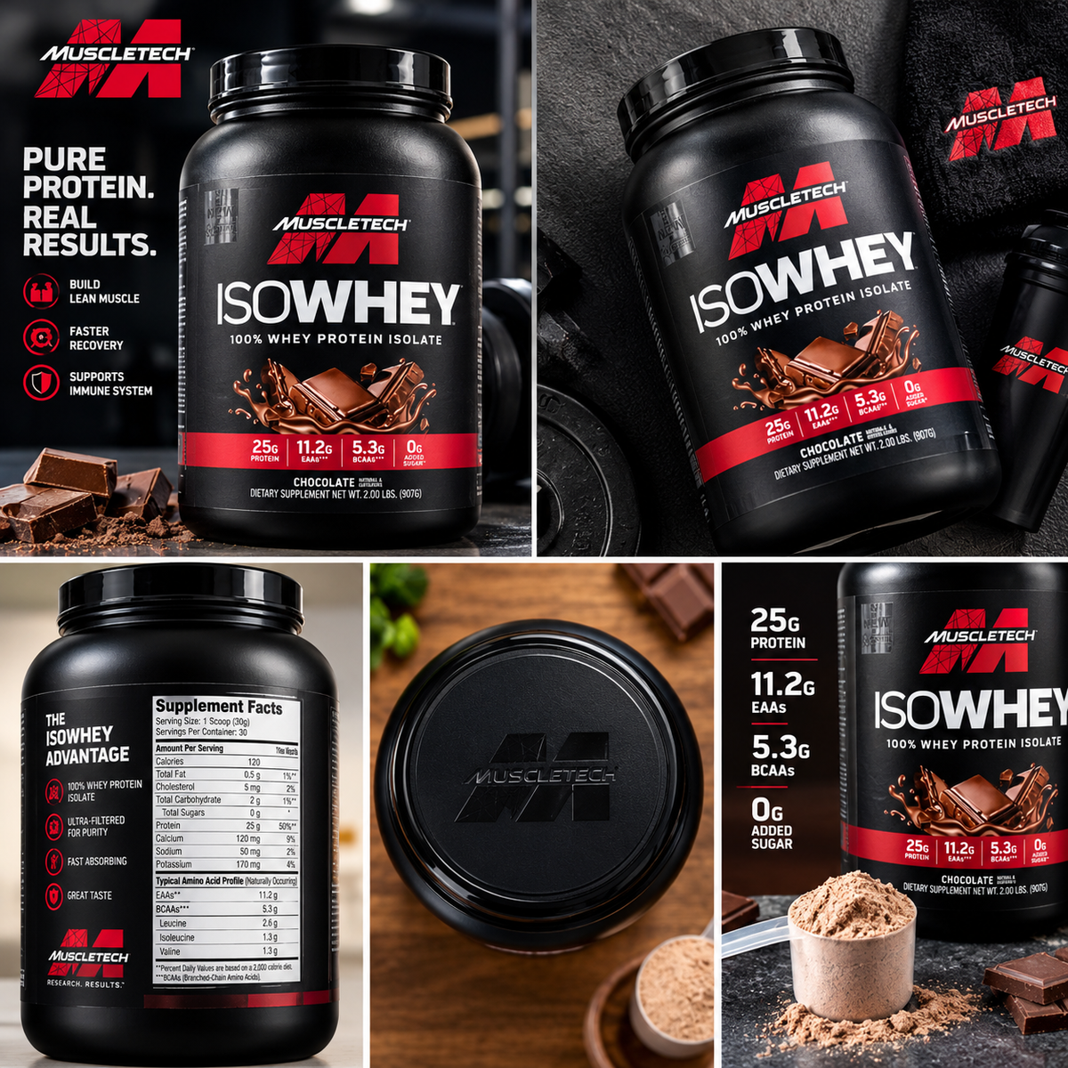 IMuscletech premium quality IsoWhey 100% Whey Protein Isolate – Chocolate, 2 lbs (907g)