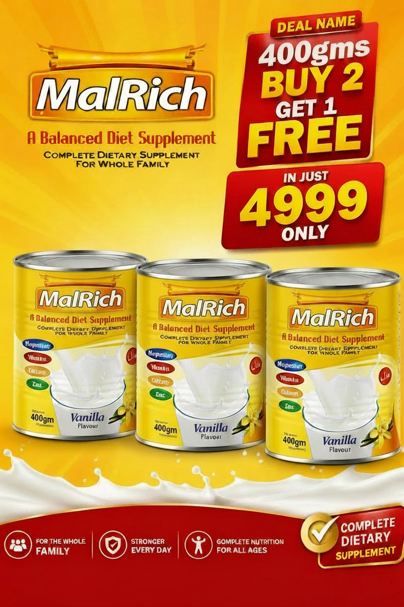 MalRich Healthy Weight Gain Milk Powder – Buy 2 Get 1 Free Malrich Supplement