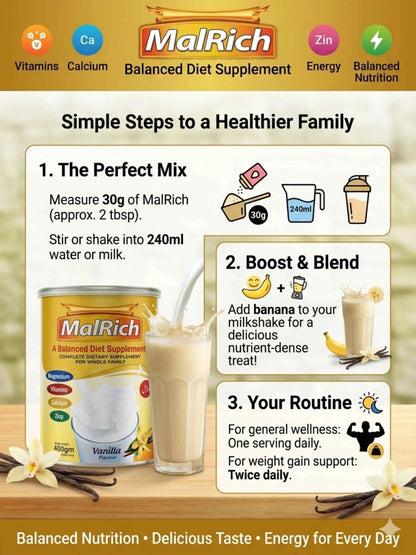 MalRich weight gain,A Balanced Food Supplement 400grams