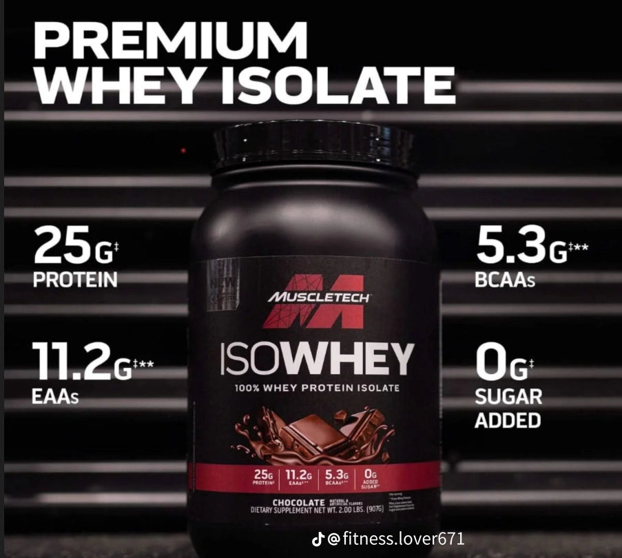 MuscleTech Isowhey Chocolate 2 lb whey protein isolate tub