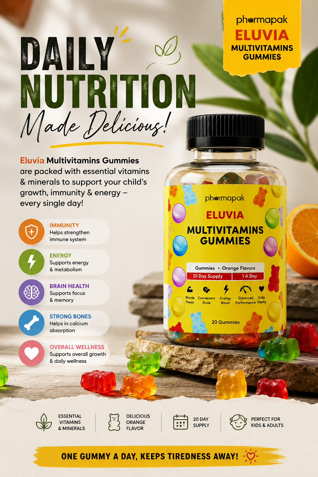 Eluvia Gummies – Daily Multivitamin for Energy & Muscle Power