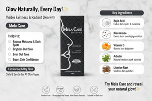 Mela Care Melasma Fairness & Whitening Cream – Product Infographic