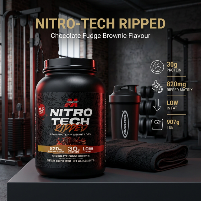 MuscleTech Nitro-Tech Ripped – Chocolate Fudge Brownie 907g