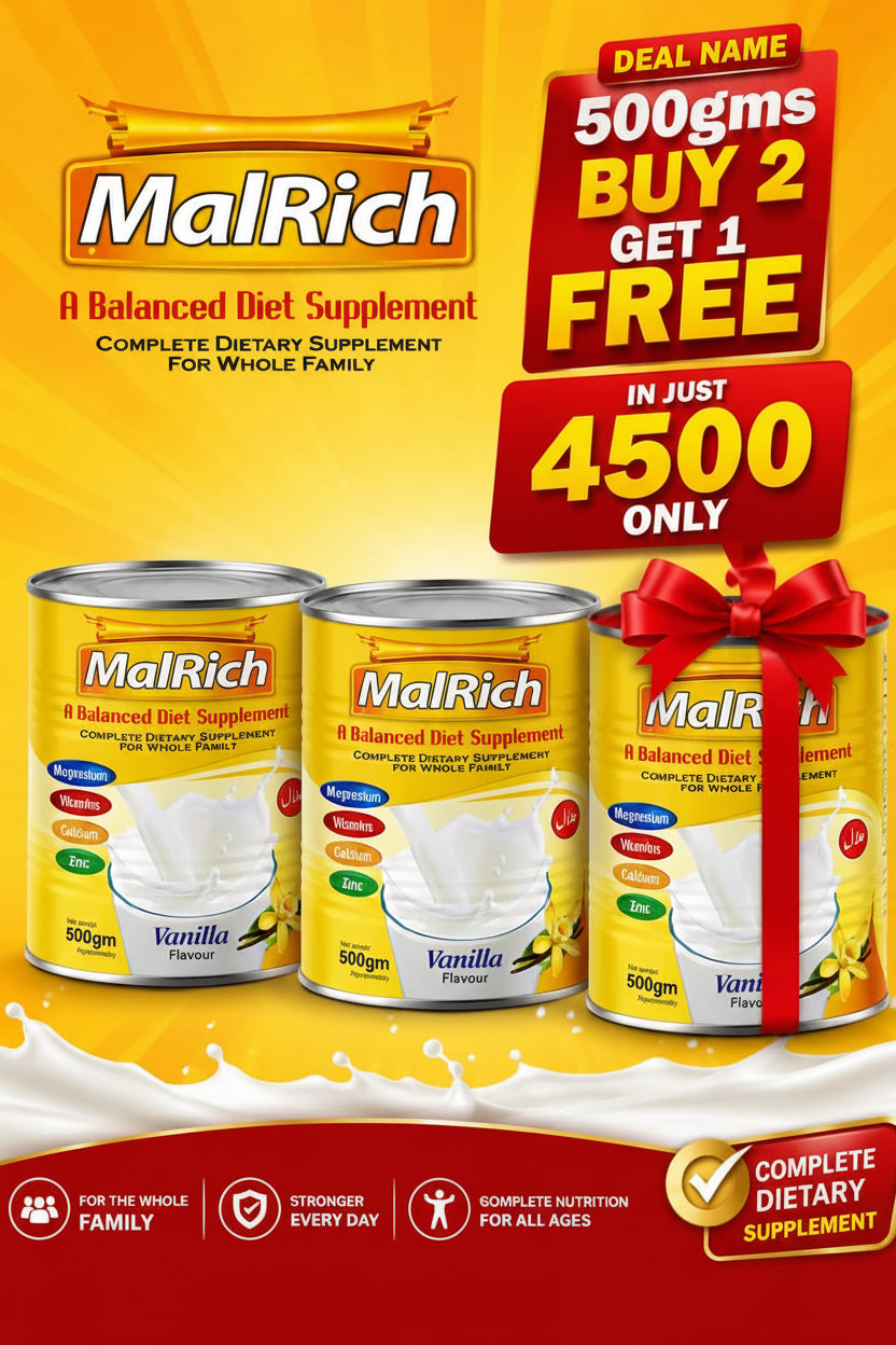 MalRich Healthy Weight Gain Milk Powder – Buy 2 Get 1 Free Malrich Supplement